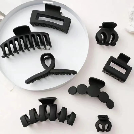 Women Fashion Black Large Hair Claws Multiple Styles Barrette Crab Hair Clips Headwear for Women Girls Hair Accessories