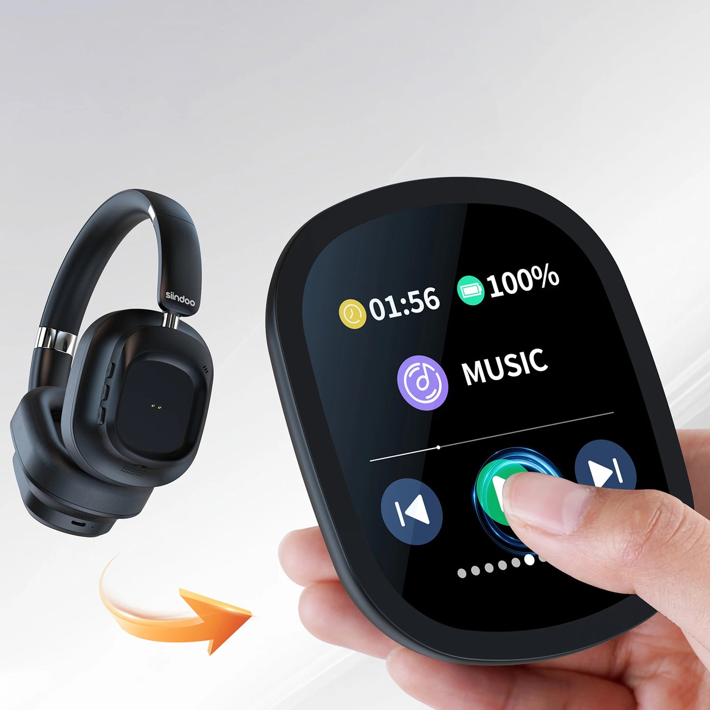 Siindoo JH-ANC930Plus Hybrid Wireless Headphone, Active Noise Cancelling Headphones With Multi Magnetic Touch Control LED Screen