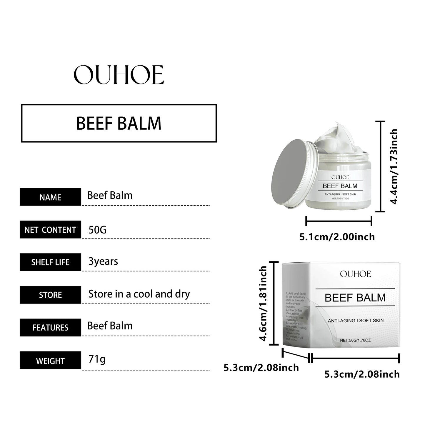 Beef Fat Wrinkle-reducing Cream Vitamin C Moisturizing Cream Deep Cleansing and Hydrating Natural and Additive-free Skin Care