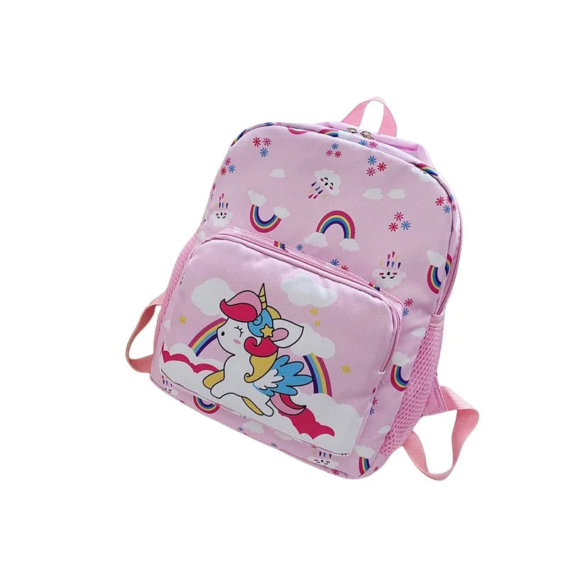 Nylon Waterproof Children's backpack, Cartoon Dinosaur/Unicorn Print, Suitable For Boys And Girls Aged 2-6