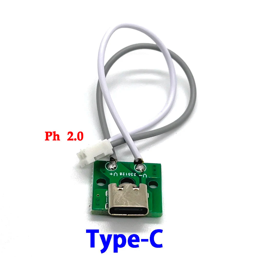 2A Micro USB Jack 3.1 Type-C 5V Female Connector Jack Charging Port USB Type C Socket With solder wire PH2.0 Screw fixing plate