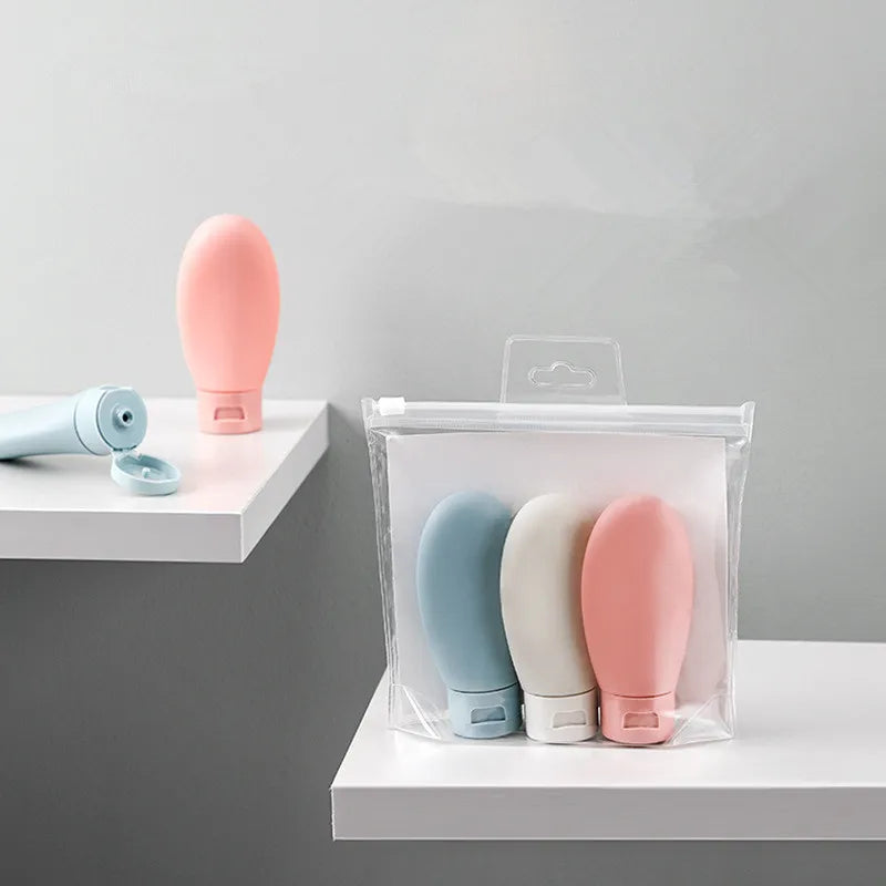 3pcs 60ml /PE PP Women Hose Dispensing Bottle Nordic Style Portable Hotel Shampoo Shower Gel Travel Squeeze Lotion Combo Kit