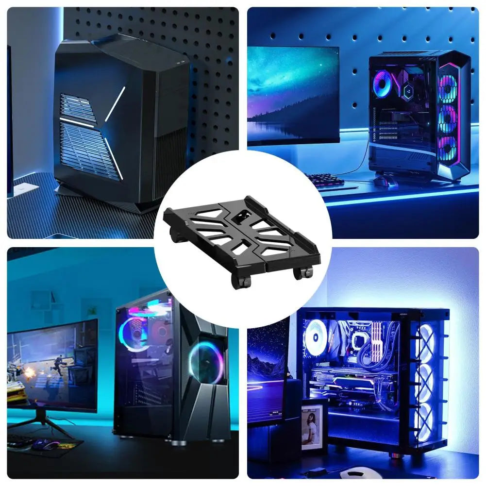 Adjustable Mobile CPU Stand Heavy-Duty PC Tower Stand With 4 Caster Wheels Ventilated Under Desk CPU Holder PC Floor Cart