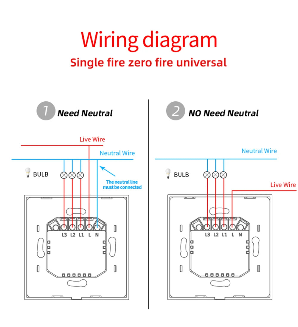 ZigBeeTuya Smart Light Touch Switch EU No Neutral Wire No Capacitor Required Smart Life 1/2/3 Gang Work with Alexa Google Home