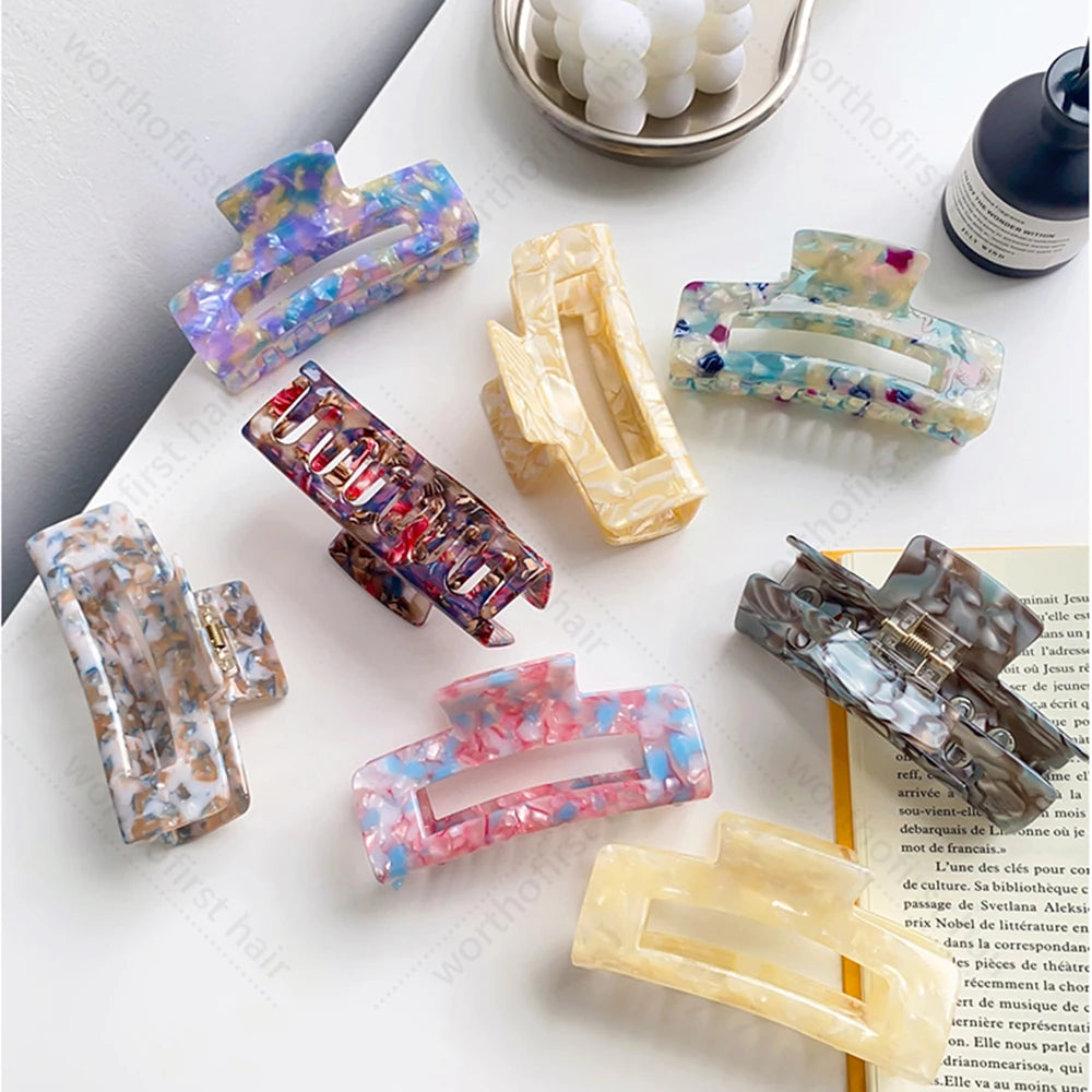 10cm Length Large Acetate Hair Clip Back Head Hairpin French Retro Mermaid Color Hair Claw Headdress Hairpin Female