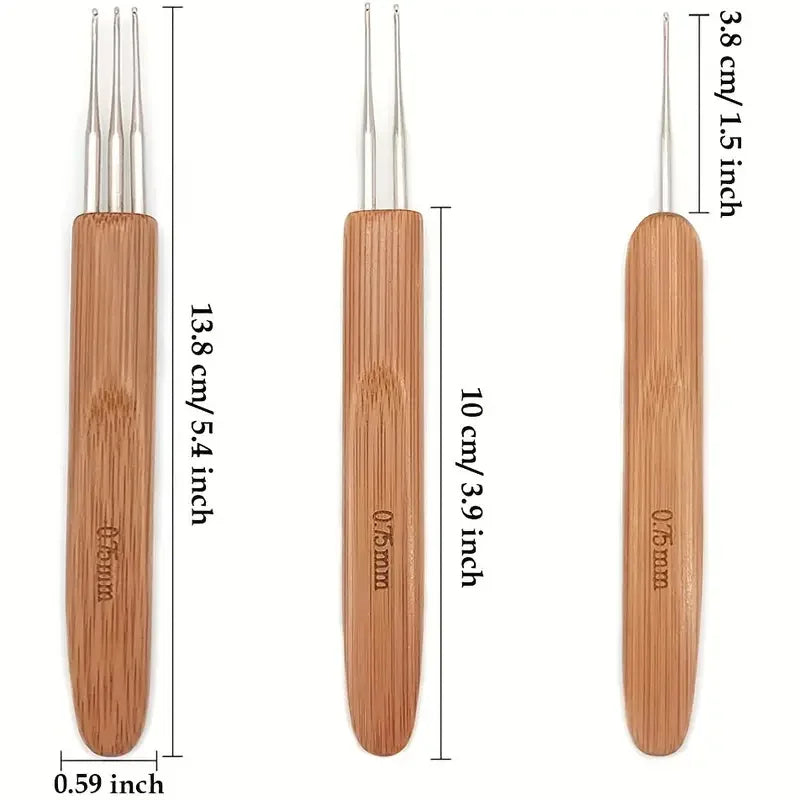 0.75MM needle size 6 pieces crochet hooks set hair braiding tools dreadlocks hair crocheting needles set