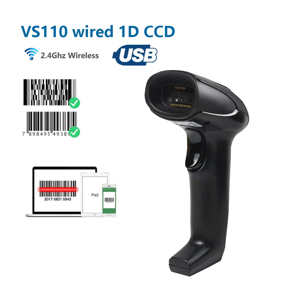 1D/2D  Supermarket Handhel  Barcode Bar  Code Scanner  Reader QR   PDF417 Bluetooth 2.4G Wireless &Wired USB Platform