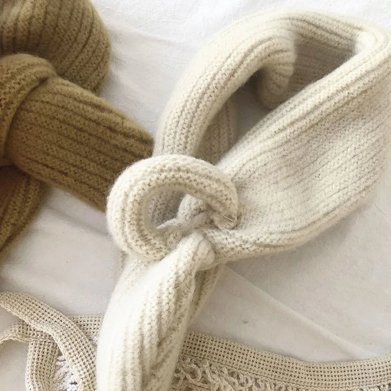 Simple Fashion Baby Scarf Candy Color Woolen Knitted Scarves For Girls Boys Winter Warm Kids Cross Neckerchief