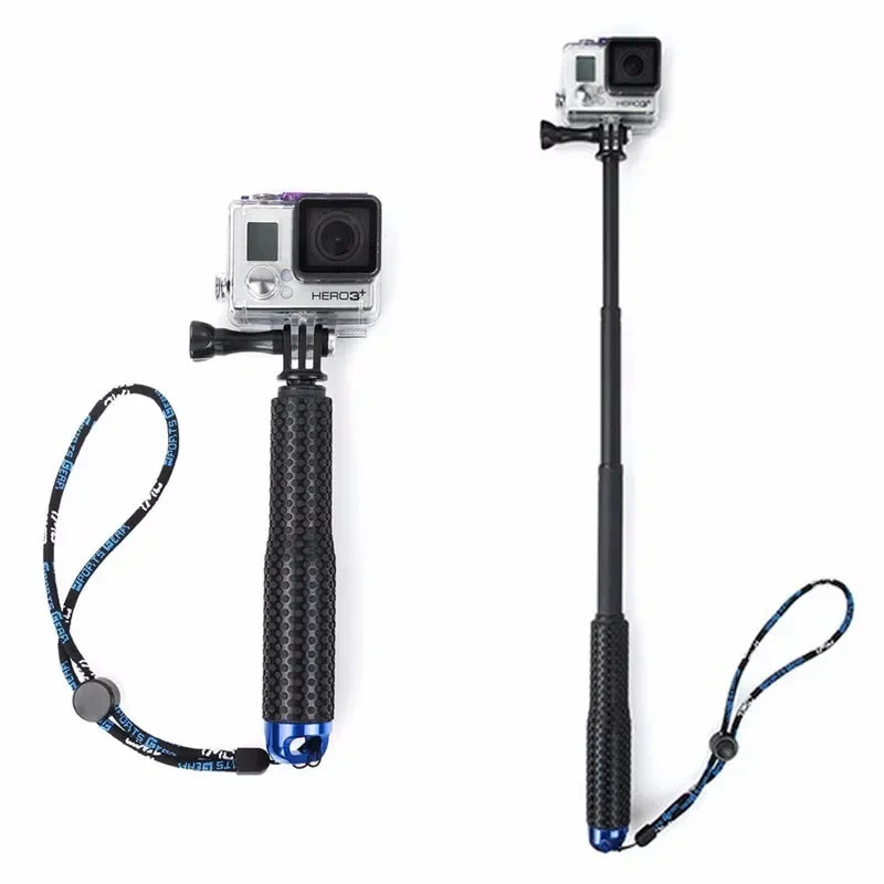 Extendable Pole Mini Selfie Stick Waterproof Monopod Blue for GoPro Hero13/12/11/10/9/8 Action Video Cameras Outdoor Photography