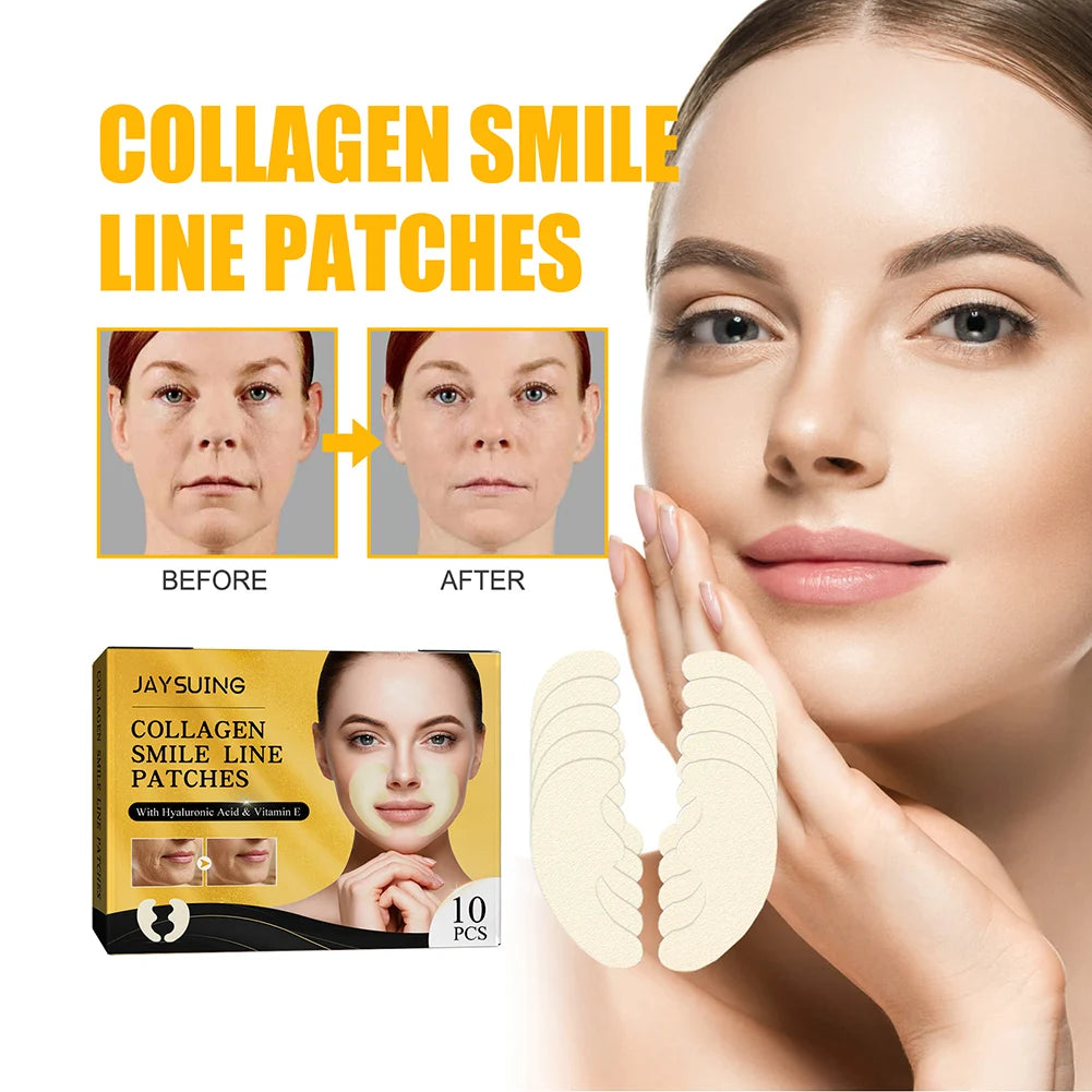 10pcs/Box Forehead Line Removal Patch Nasolabial Folds Collagen Wrinkle Face Patch Anti-Aging Face Lift Beauty Skin Care Pad