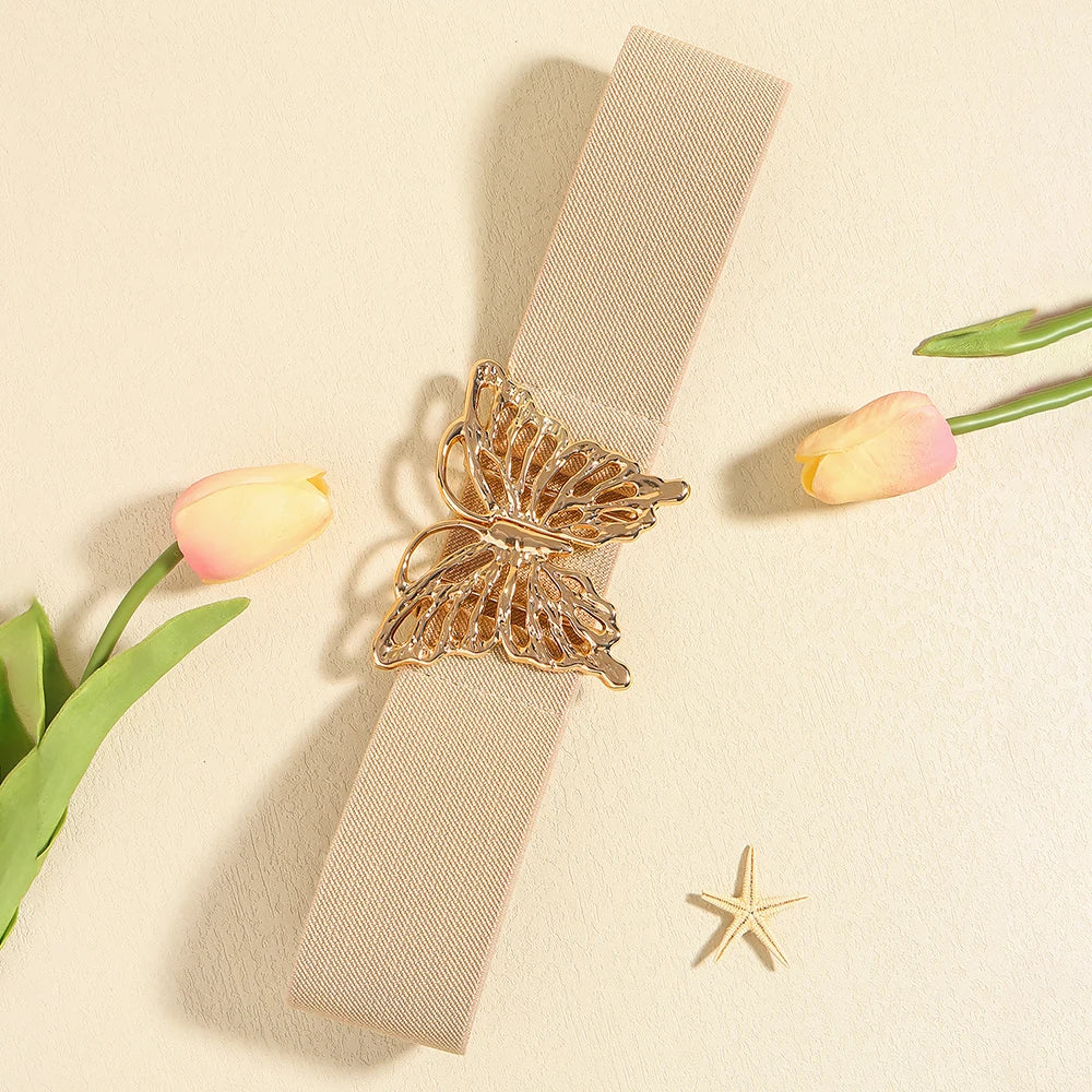 Fashion women's butterfly belt elastic elastic buckle waist seal decorative shirt dress waist trim