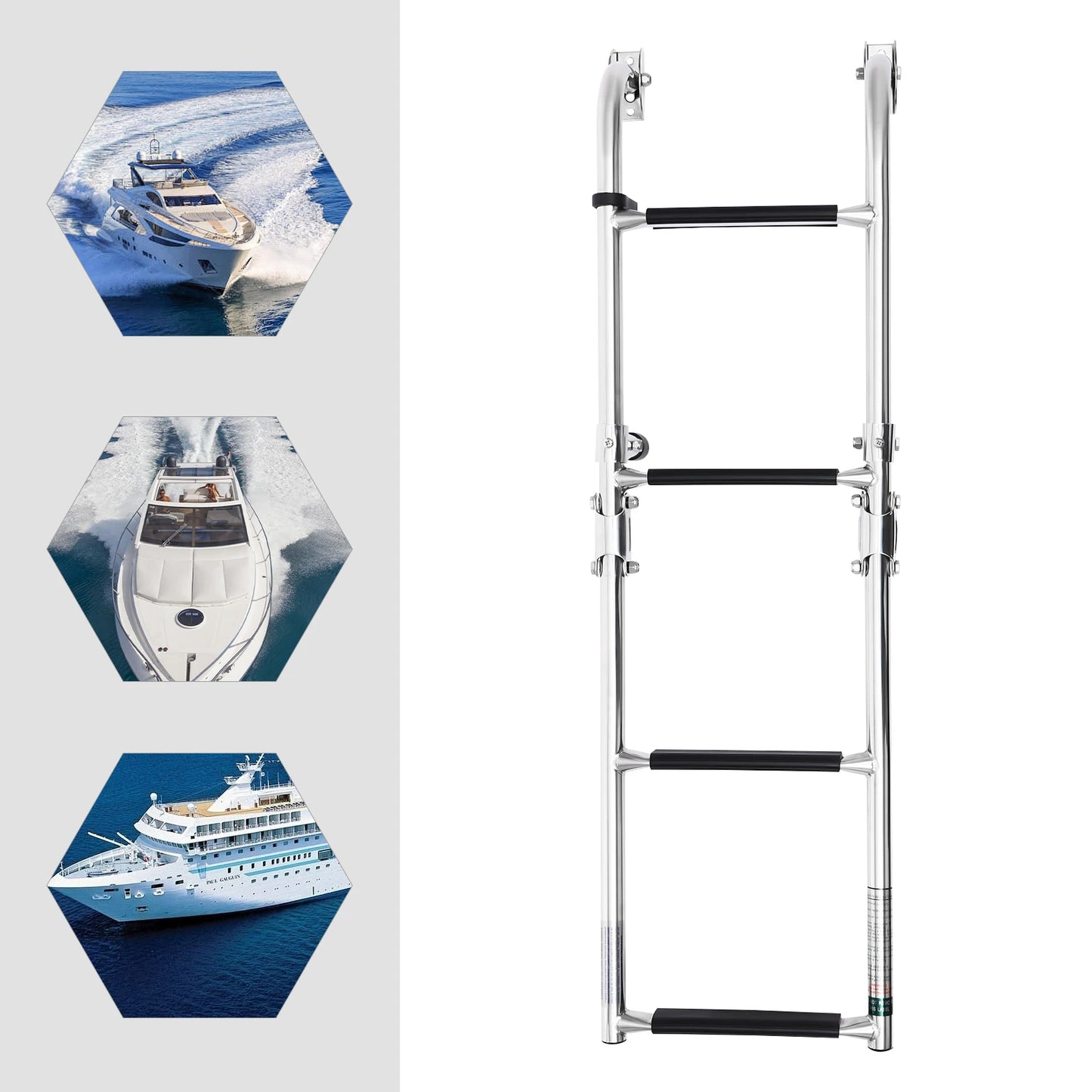 4 Steps Marine Deck Ladder Stainless Steel Telescoping Folding Marine Boat Drop Ladders