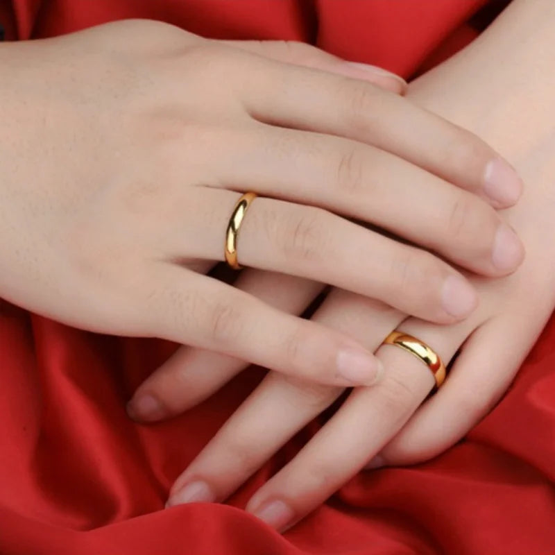 High Quality Simple Stainless Steel Gold Color Rings for Men Women Exclusive Couple Wedding Ring Wholesale Fashion Jewelry