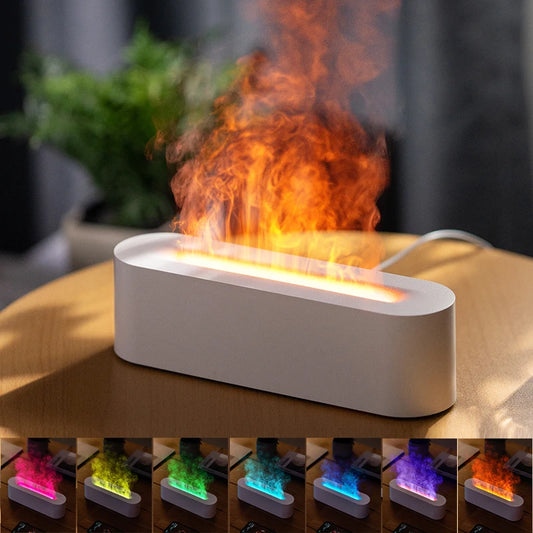 2023 Flame Aroma Diffuser Air Humidifier Cool Mist Maker Fogger Essential Oil Fire  Led Lamp Diffuser Ultrasonic For Home Office