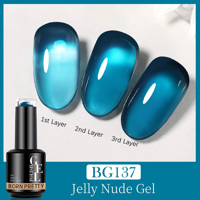 BORN PRETTY 15ML Jelly Purple Nail Gel Polish Transparent Colorful Translucent Pink Semi Permanent Soak Off Nail Art Gel Varnish