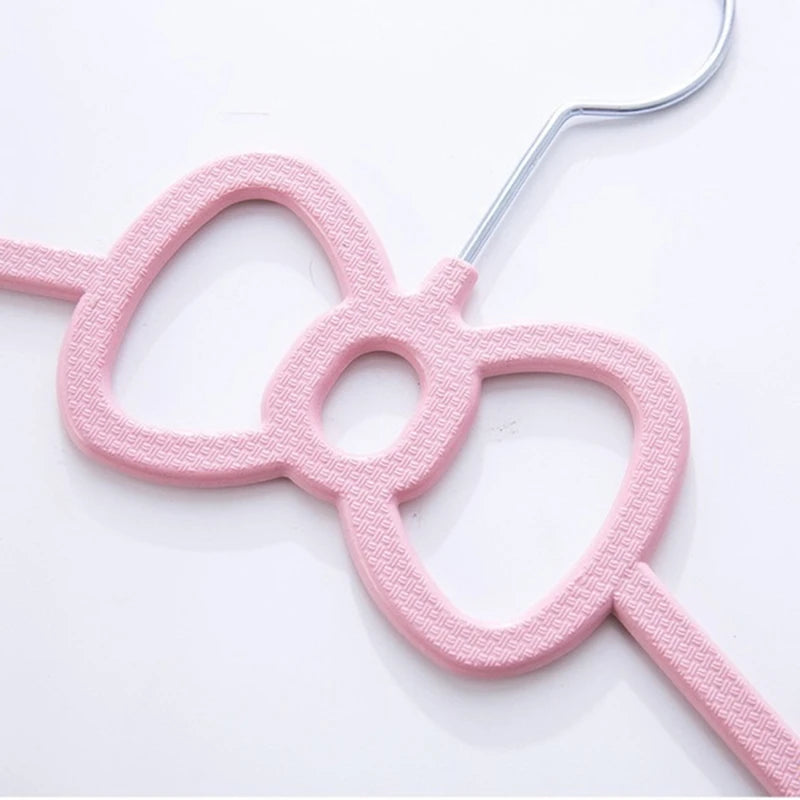 10Pcs Clothes Hanger Durable Abs Girly Heart Pink Love Bow-Knot Pattern Hanger Non-Slip Clothes Hanging Supplies