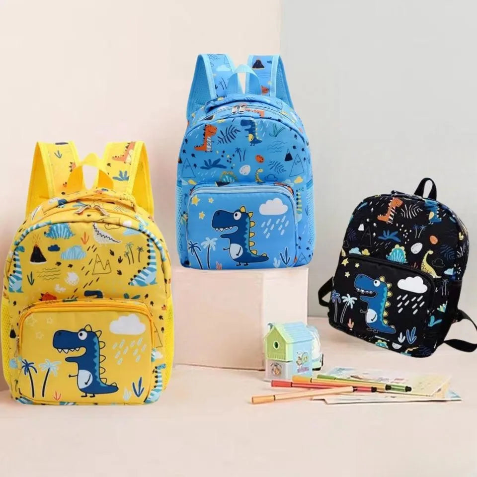 Nylon Waterproof Children's backpack, Cartoon Dinosaur/Unicorn Print, Suitable For Boys And Girls Aged 2-6