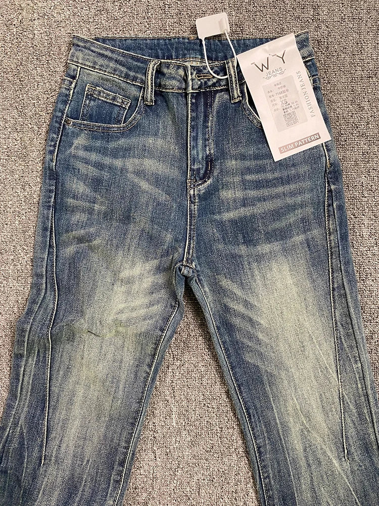 Women's Blue Jeans Vintage Korean Baggy Cowboy Pants Harajuku Wide Denim Trouser 90s Aesthetic Y2k 2000s Trashy Emo Clothes 2023