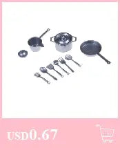 10pcs/Lot 1/12 Mini Tableware 1:12 Dollhouse Miniature Figure Fork Pot Kitchen Set Food Toys Accessories Dolls Pretend Play Toys