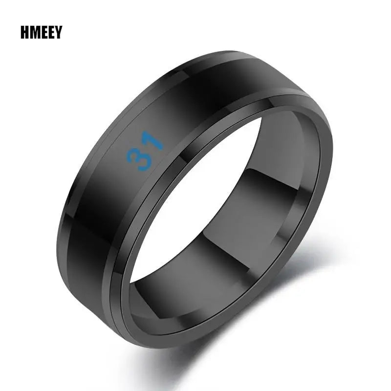 HMEEY Smart Stainless Steel Multifunctional Ring For Couples Mood Changes Color From Waterproof Body Temperature Measuring Ring