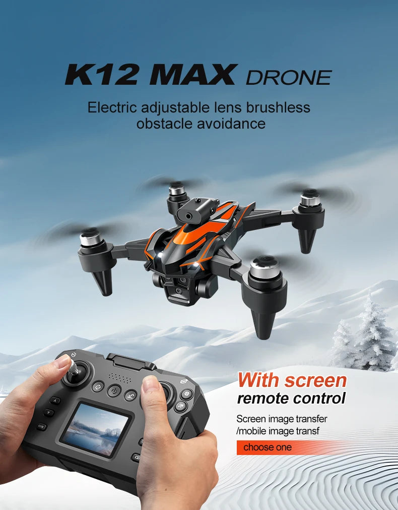 NEW K12Max UAV With Screen Control 5G 8K HD Camera Brushless Drone Optical Flow Positioning Aerial Four-Axis Aircraft Gifts Toys