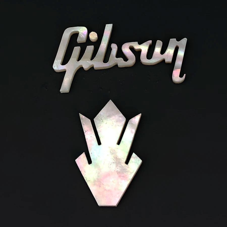 2.0 mm thick Gib Crawn White Mother of Pearl Guitar Peghead Logo inlay Decal