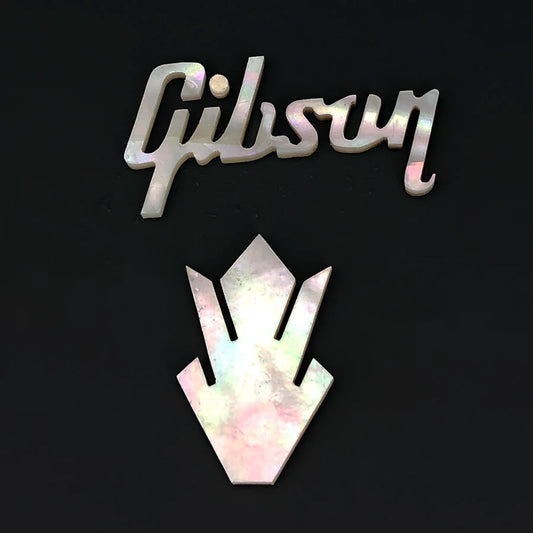 2.0 mm thick Gib Crawn White Mother of Pearl Guitar Peghead Logo inlay Decal