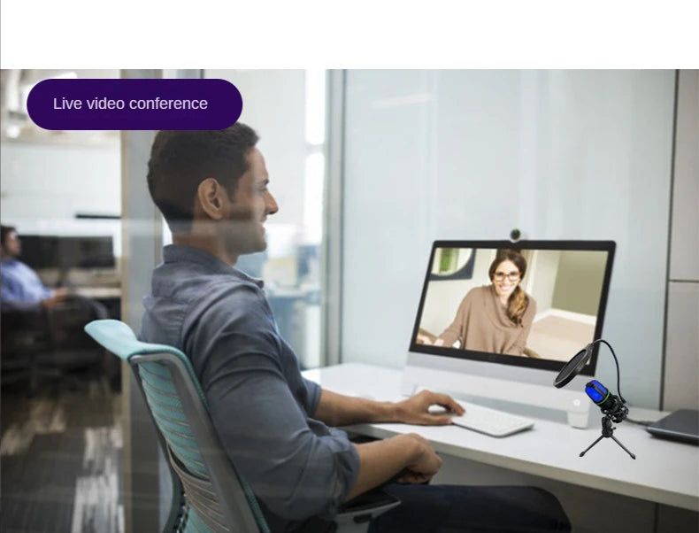 ME4 RGB Condenser Microphone USB Wired Desktop Tripod MIC For Recording Live Gaming Video Noise Reduction Conference Microphone