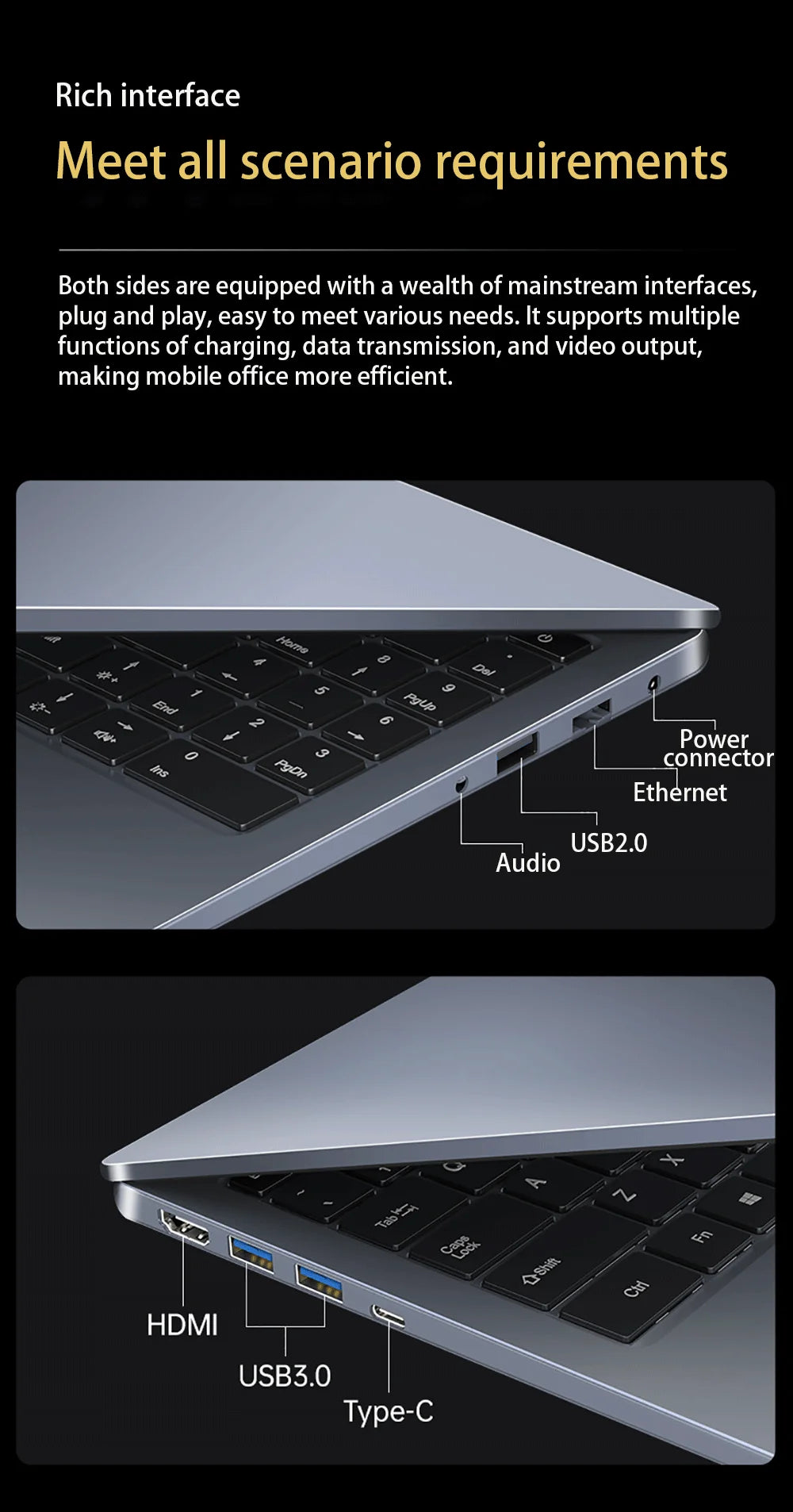 15.6 Inch Laptop Intel Core i9-12900H/i9-10885H Windows 11 Por 2*DDR4 2*M.2 SSD Ultrabook Computer Fingerprint Unlock WIFI5 BT