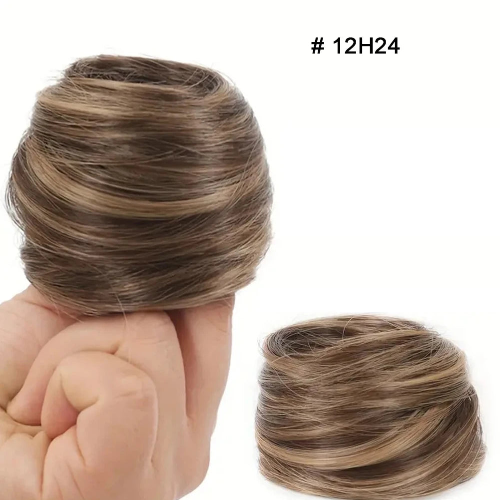 1Pc Synthetic Hair Bun Straight Chignon Elastic Rubber Band Fake Hair Clip in on Hair Tail Extension Updo Hair Piece Ponytail