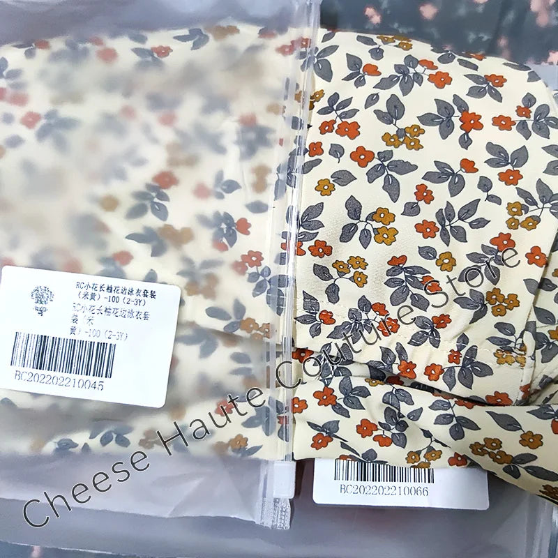 RC Baby Girls Swimwears 1-12y Kids Long Sleeve Sunscreen Floral Toddler Swimming Swimsuit Striped Bikini Suits 2022 Hot Clothes