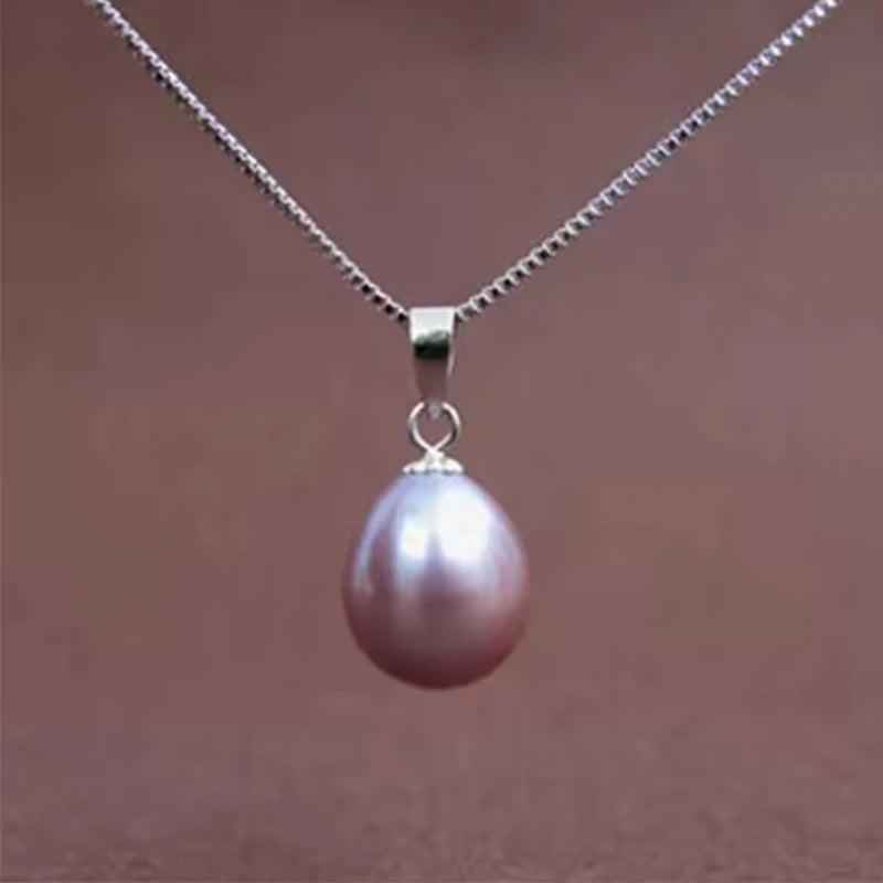 ZHBORUINI Big Sale Pearl Necklace 9-10mm Drop Shape 925 Sterling Silver Natural Freshwater Pearl Pendant Jewelry For Women Gift