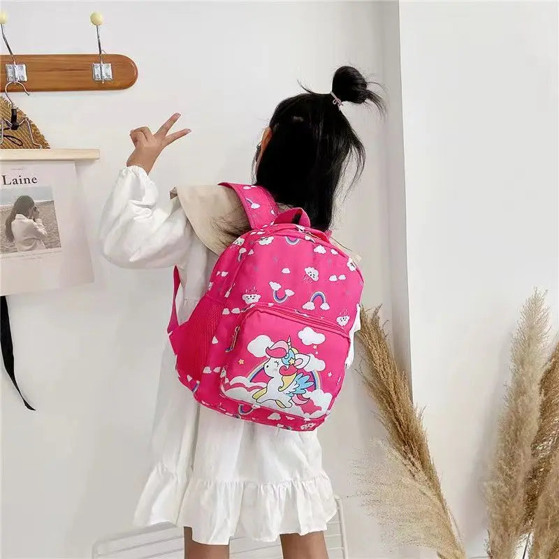 Nylon Waterproof Children's backpack, Cartoon Dinosaur/Unicorn Print, Suitable For Boys And Girls Aged 2-6