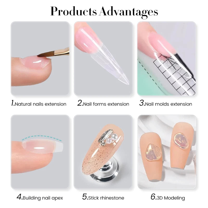 BORN PRETTY 30g Super Crystal UV Hard Gel for Building Nail Apex Nail Strengthen 3D Modeling Clear Nail Supplies Gel for extend