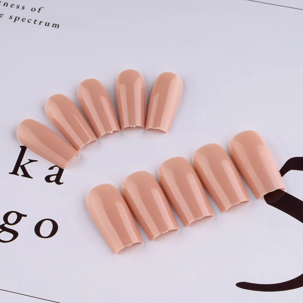 24 Pcs Solid Color Nail Tips Extension System Soft Gel Fake Nail Sculpted Square Full Cover Press on Nail Tips Artificial Nails