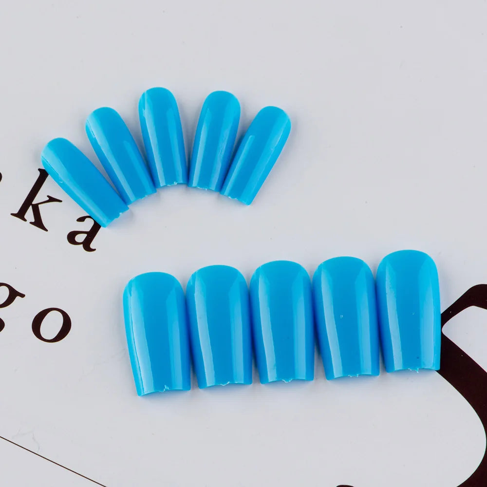 24 Pcs Solid Color Nail Tips Extension System Soft Gel Fake Nail Sculpted Square Full Cover Press on Nail Tips Artificial Nails