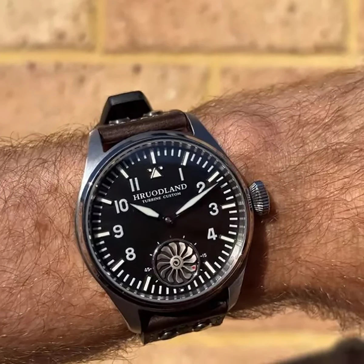 Hruodland F016 Pilot Watch Seagull Movement Mechanical BGW-9 Luminous Sapphire Crystal F016 Turbine 43mm Men Retro Pilot Watch