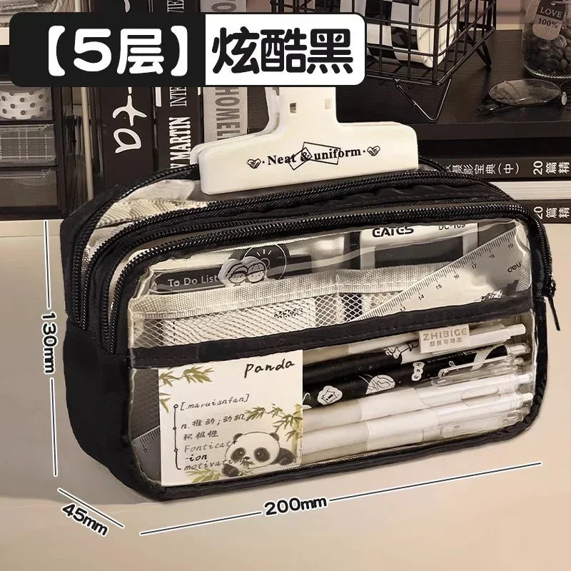 2024 New Pencil Case Layer Clear Pencil Pouch Storage Pouch For Stationery School,Office,Organizer Cosmetics korean stationery