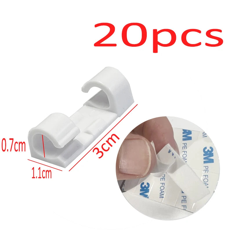 16/20pcs Cable Organizer Clips Cable Management Wire Manager Cord Holder USB Charging Data Line Bobbin Winder Wall Mounted Hook