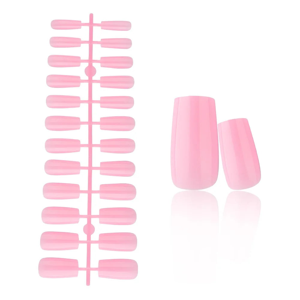 24 Pcs Solid Color Nail Tips Extension System Soft Gel Fake Nail Sculpted Square Full Cover Press on Nail Tips Artificial Nails