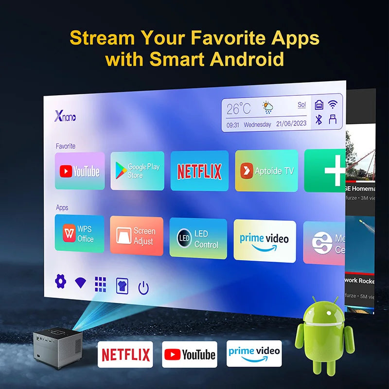 Xnano Mini Portable Projector 4K Full HD 1080P Native X3 FHD Beam 8K Video Android Projector Movie Home Theater Sound System