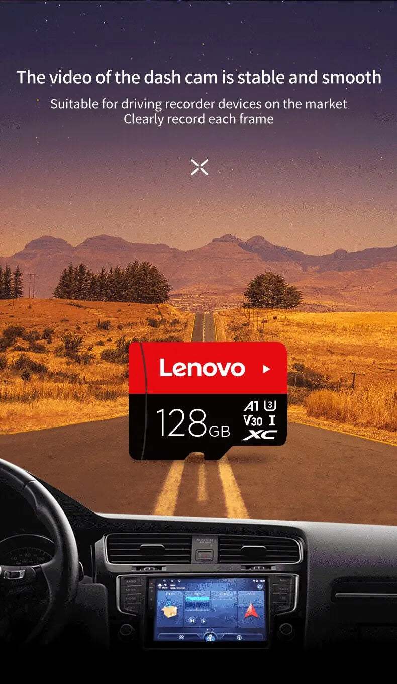 Lenovo Select Micro SD Memory Card, 256GB MicroSDXC 130MB/s Full HD and 4K UHD, UHS-I, U3, A2, V30, for cameras/automotive