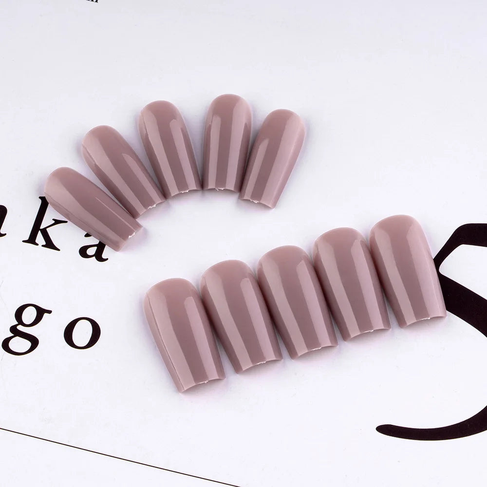 24 Pcs Solid Color Nail Tips Extension System Soft Gel Fake Nail Sculpted Square Full Cover Press on Nail Tips Artificial Nails