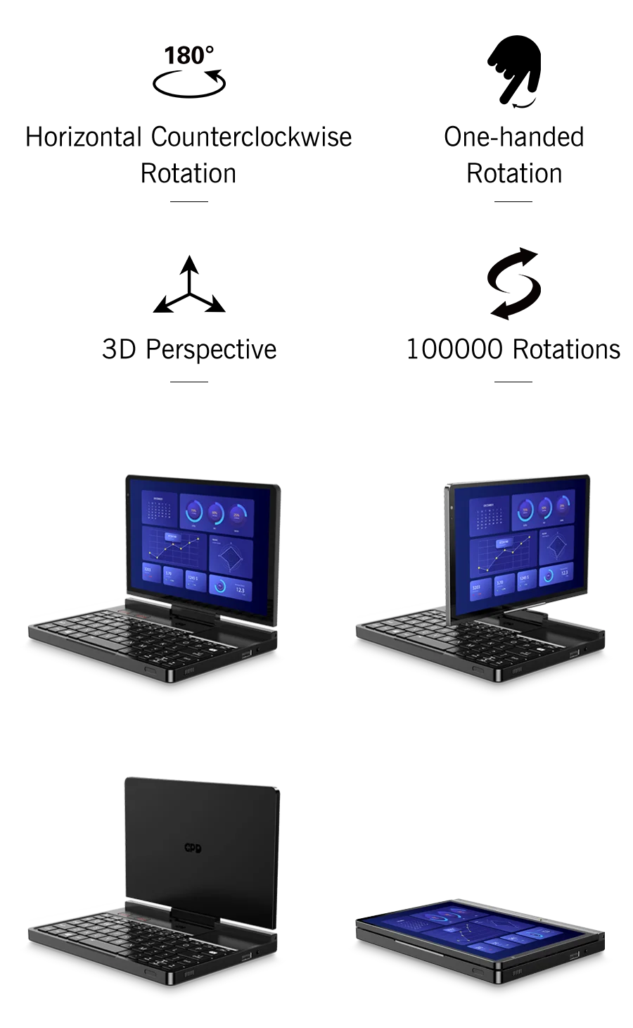 GPD Pocket 4 Mini Laptop 8.8-inch AMD AI 9 HX 370 64GB RAM Portable Mini PC 2TB NVMe flipped 180° business Laptop Computer