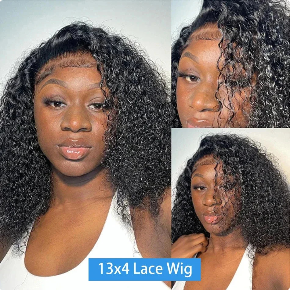 Brazilian Curly Short Bob 13x4 HD Lace Frontal Wigs 220% Deep Water Wave 4x4 Lace Front Wig 100% Human Hair For Women 14 16 Inch