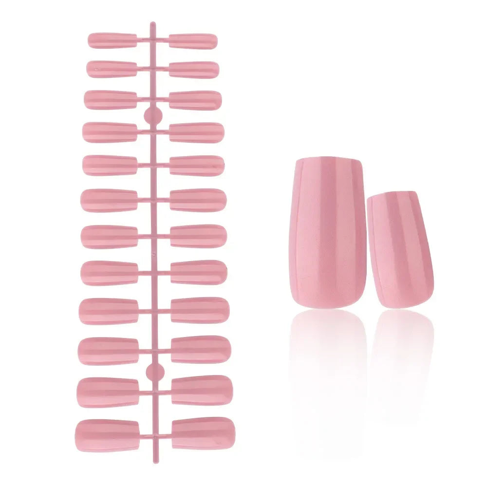 24 Pcs Solid Color Nail Tips Extension System Soft Gel Fake Nail Sculpted Square Full Cover Press on Nail Tips Artificial Nails