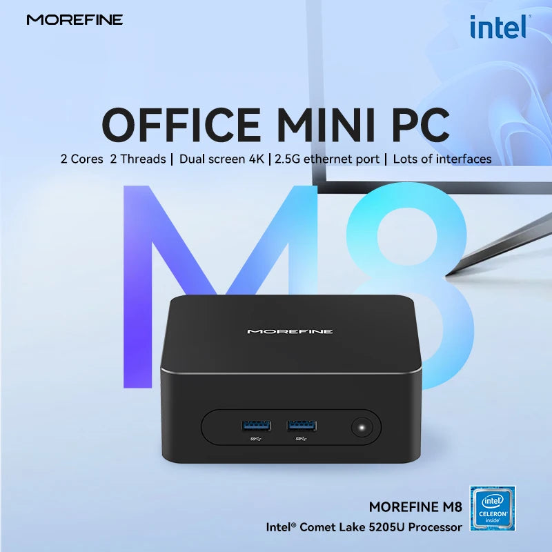 MOREFINE M8 Mini PC Intel 5205U up to 1.9GHz Windows 11 pro 16G RAM 512G SSD 4K@60 WiFi 5/BT 5.1 Laptop Desktop Computer Office