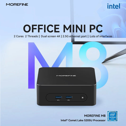 MOREFINE M8 Mini PC Intel 5205U up to 1.9GHz Windows 11 pro 16G RAM 512G SSD 4K@60 WiFi 5/BT 5.1 Laptop Desktop Computer Office