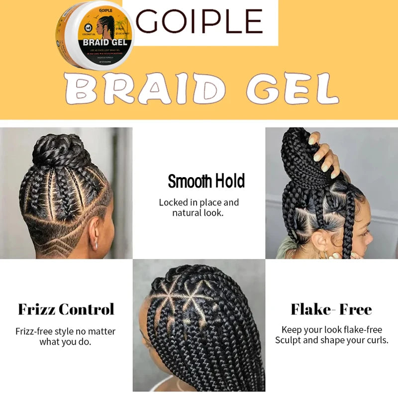 GOIPLE Strong Hold Lock and Twist Wax for Cornrows Edge Control Cream Hair Styling Shaping Tames Frizz Box Mousse for Braid Gel