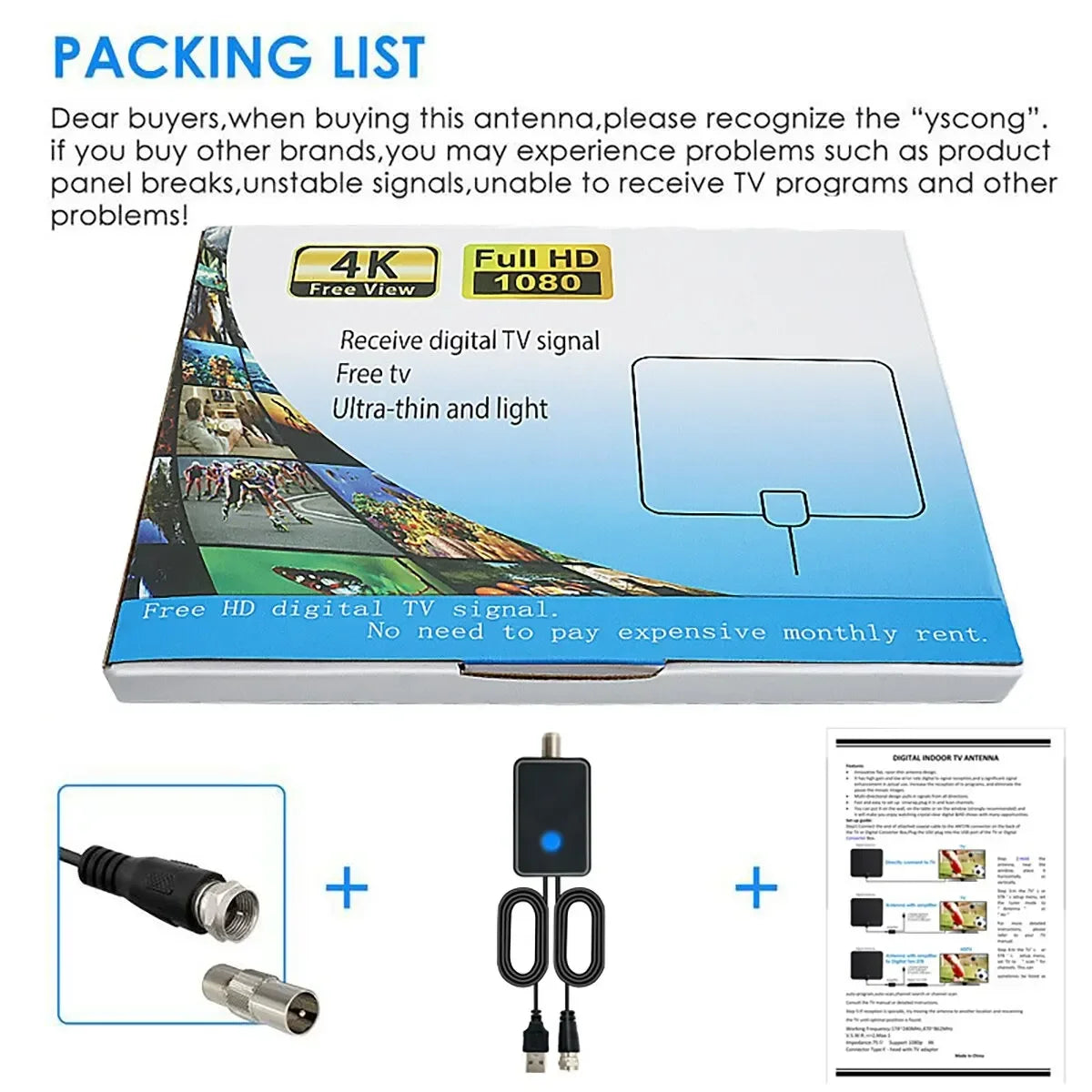 Digital TV Indoor Antenna Ground Wave Mini Hdtv Antenna Hdtvt2 Antenna For Car Antenna RV Travel Smart TV